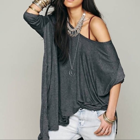 Free People Tops - Free People Beach Gray Oversized Tunic